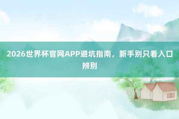 2026世界杯官网APP避坑指南，新手别只看入口辨别
